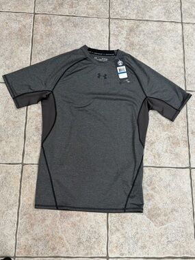 Under Armour Men's Short Sleeve Compression Tee - Charcoal/Black Accents size XL